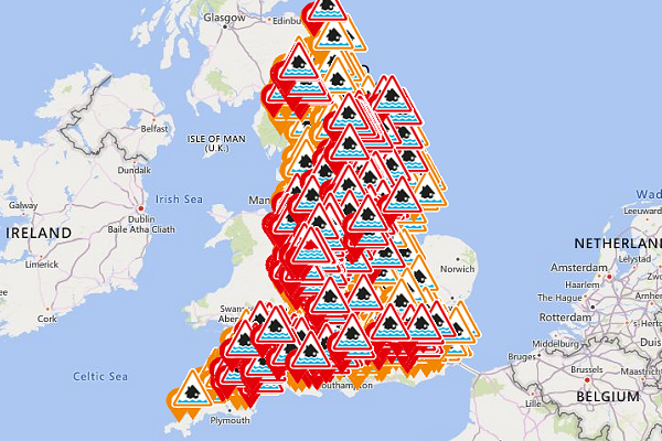 Record flood-warnings in effect as UK battered by second severe storm in a week