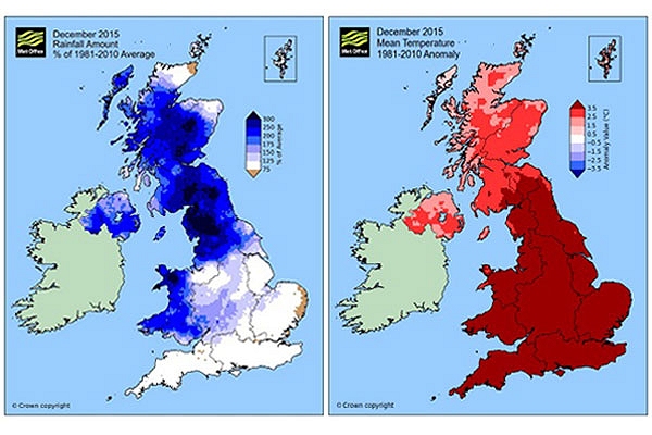 UK December: warmest and wettest on record, Met Office confirms