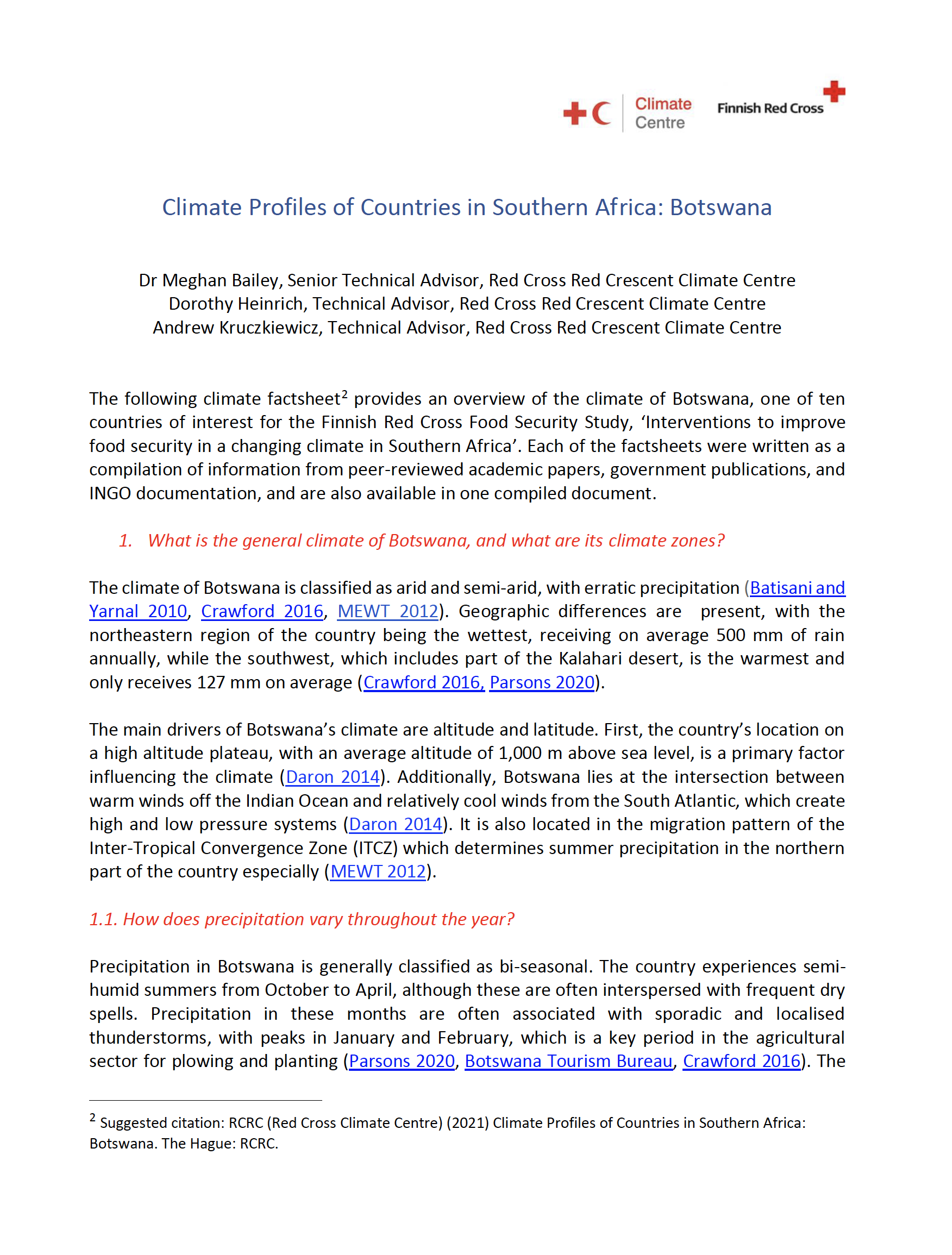 Climate Factsheet Botswana