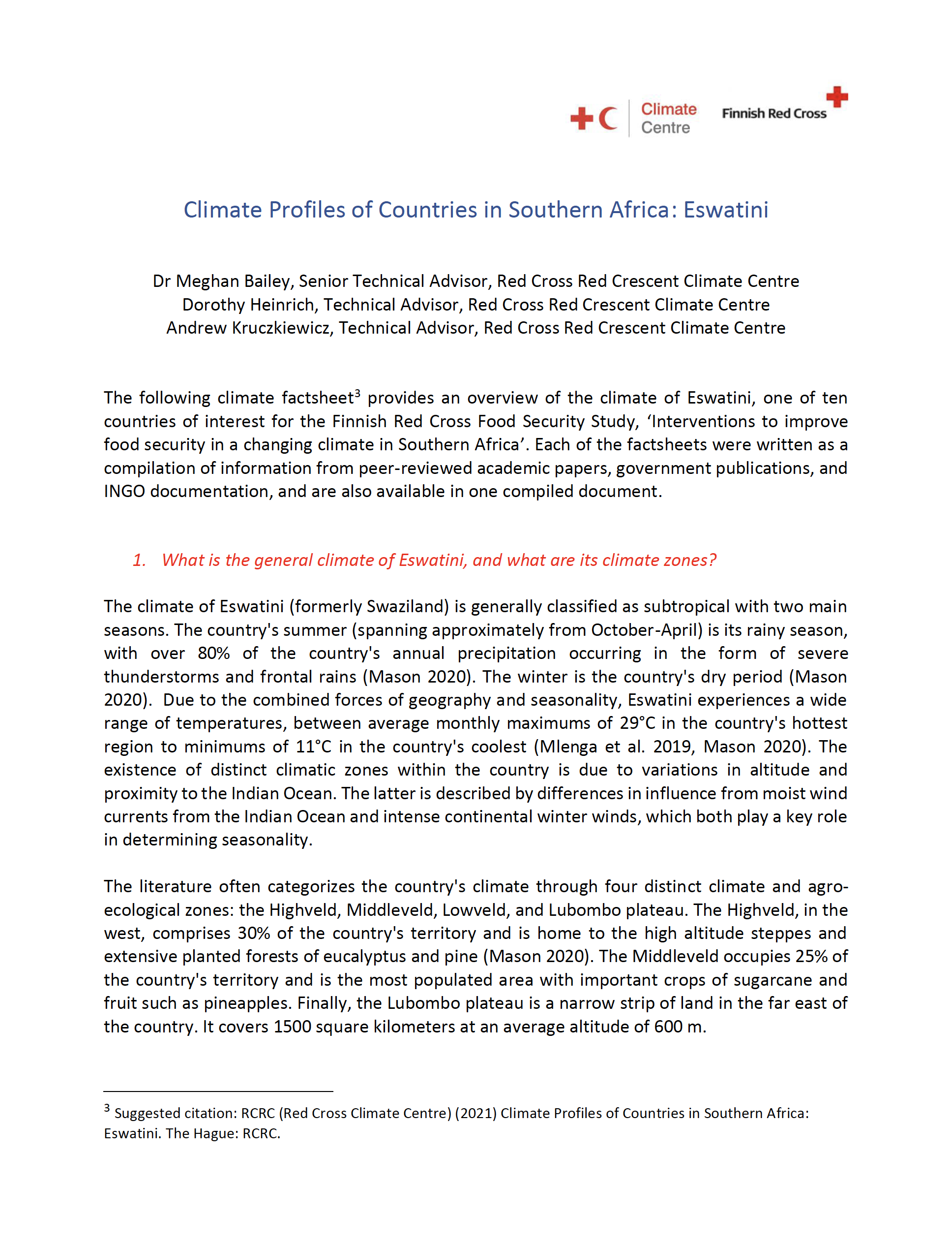 Climate Factsheet Eswatini