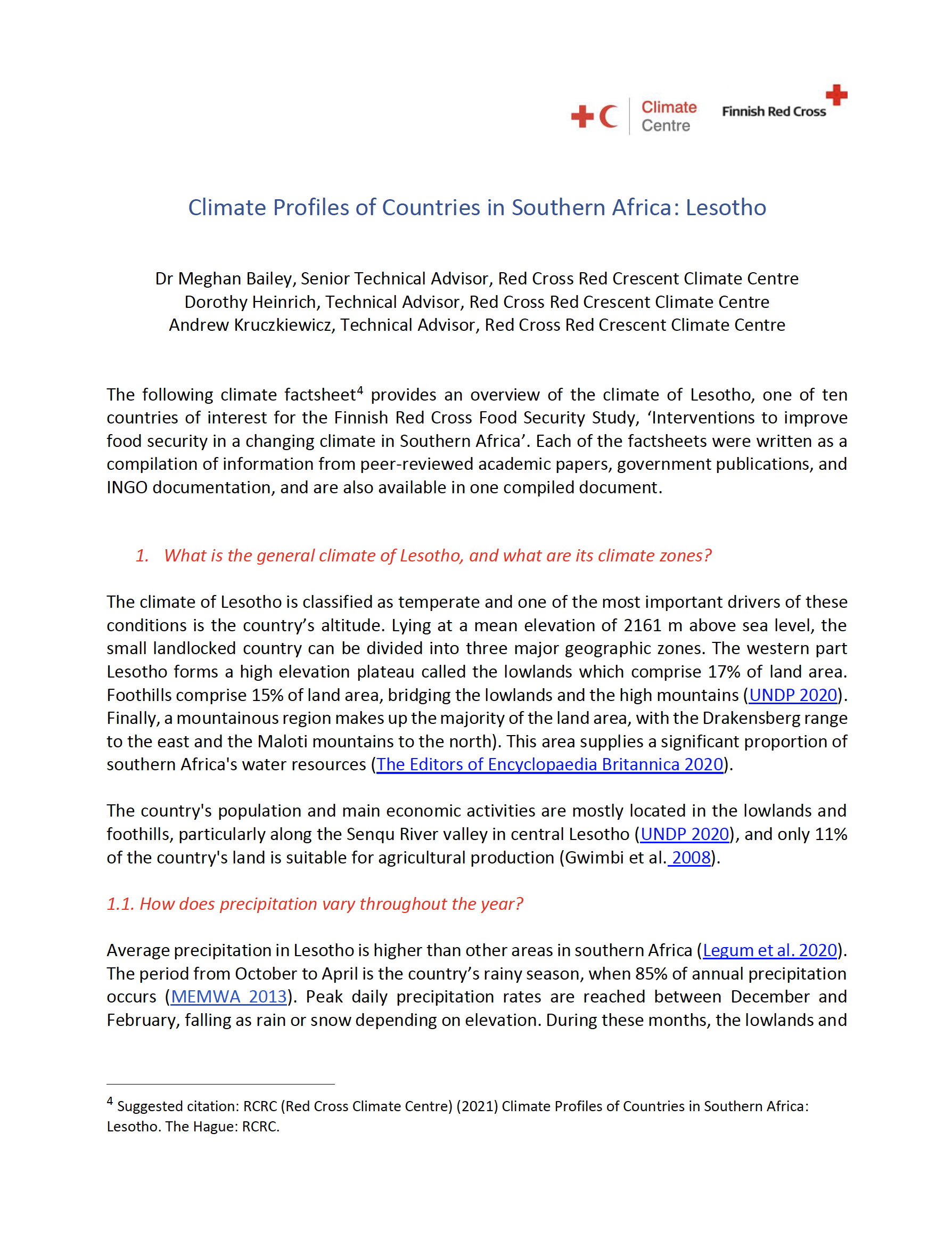 Country Factsheet Lesotho