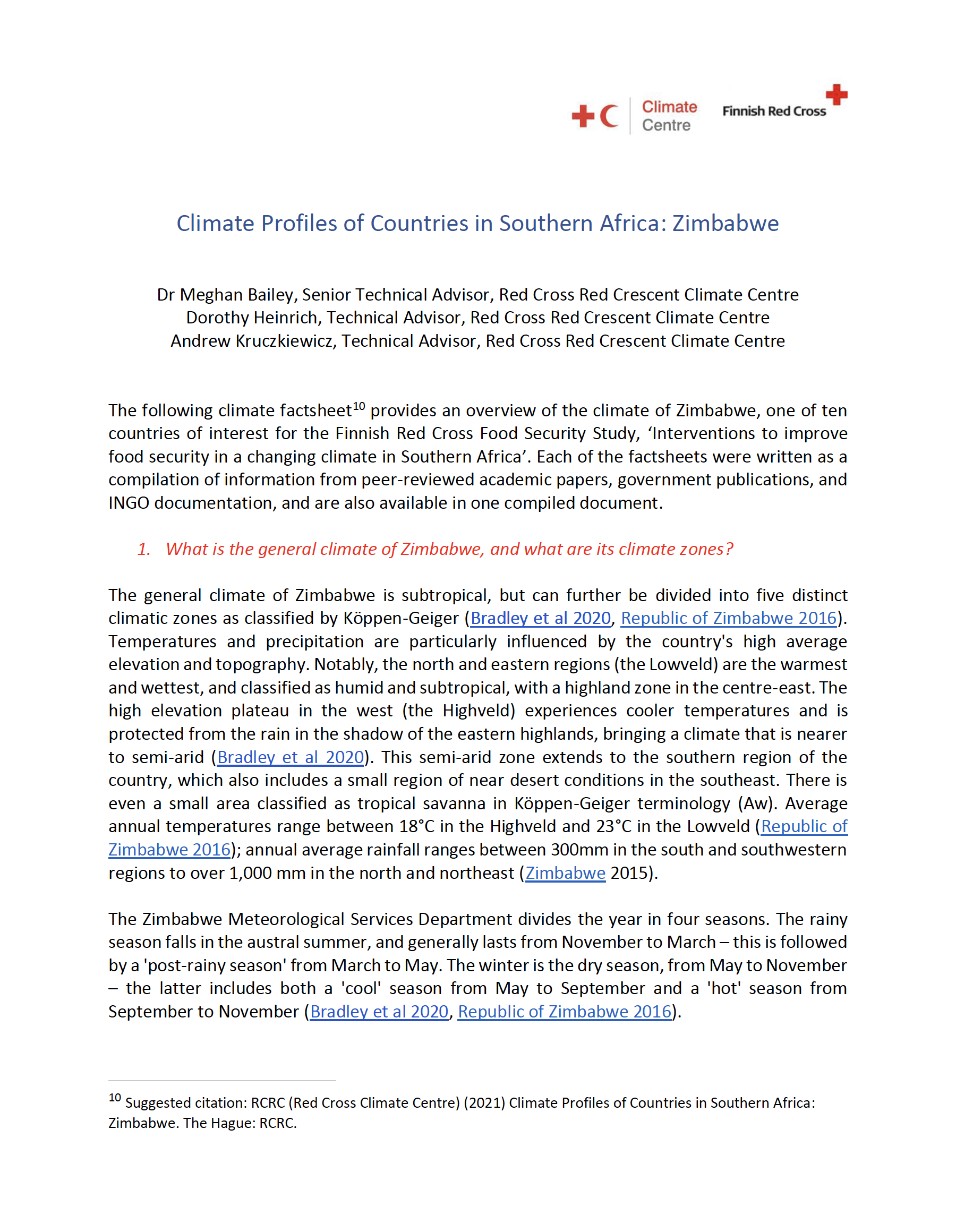 Climate Factsheet Zimbabwe