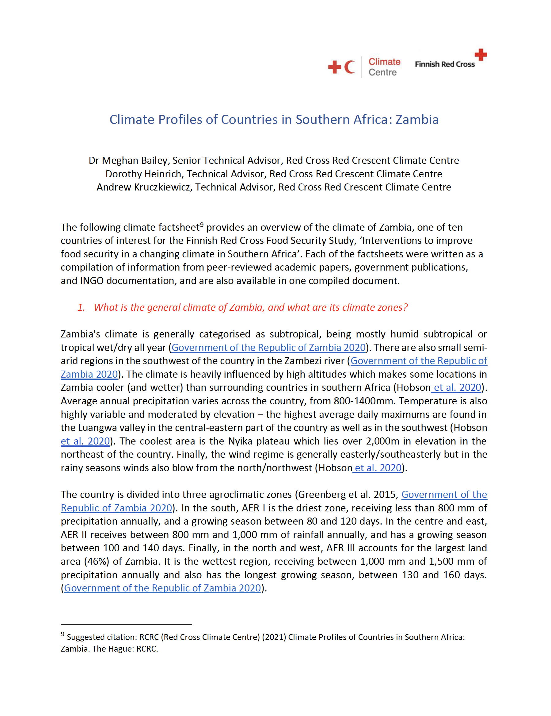 Climate Factsheet Zambia