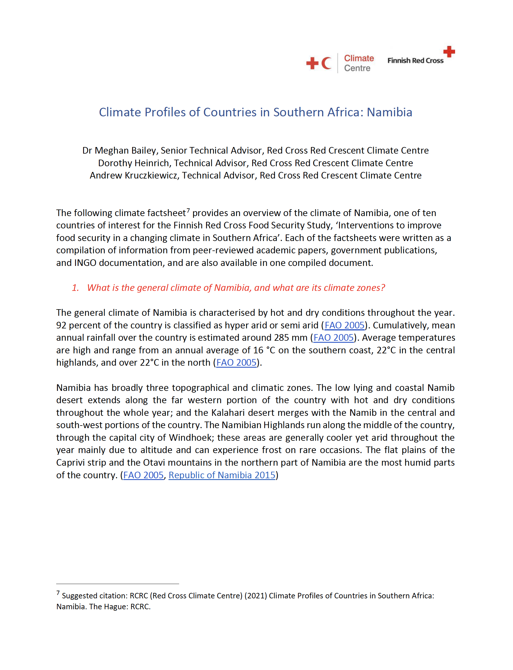 Climate Factsheet Namibia