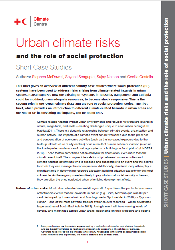 Urban climate risks and the role of social protection (short case studies)