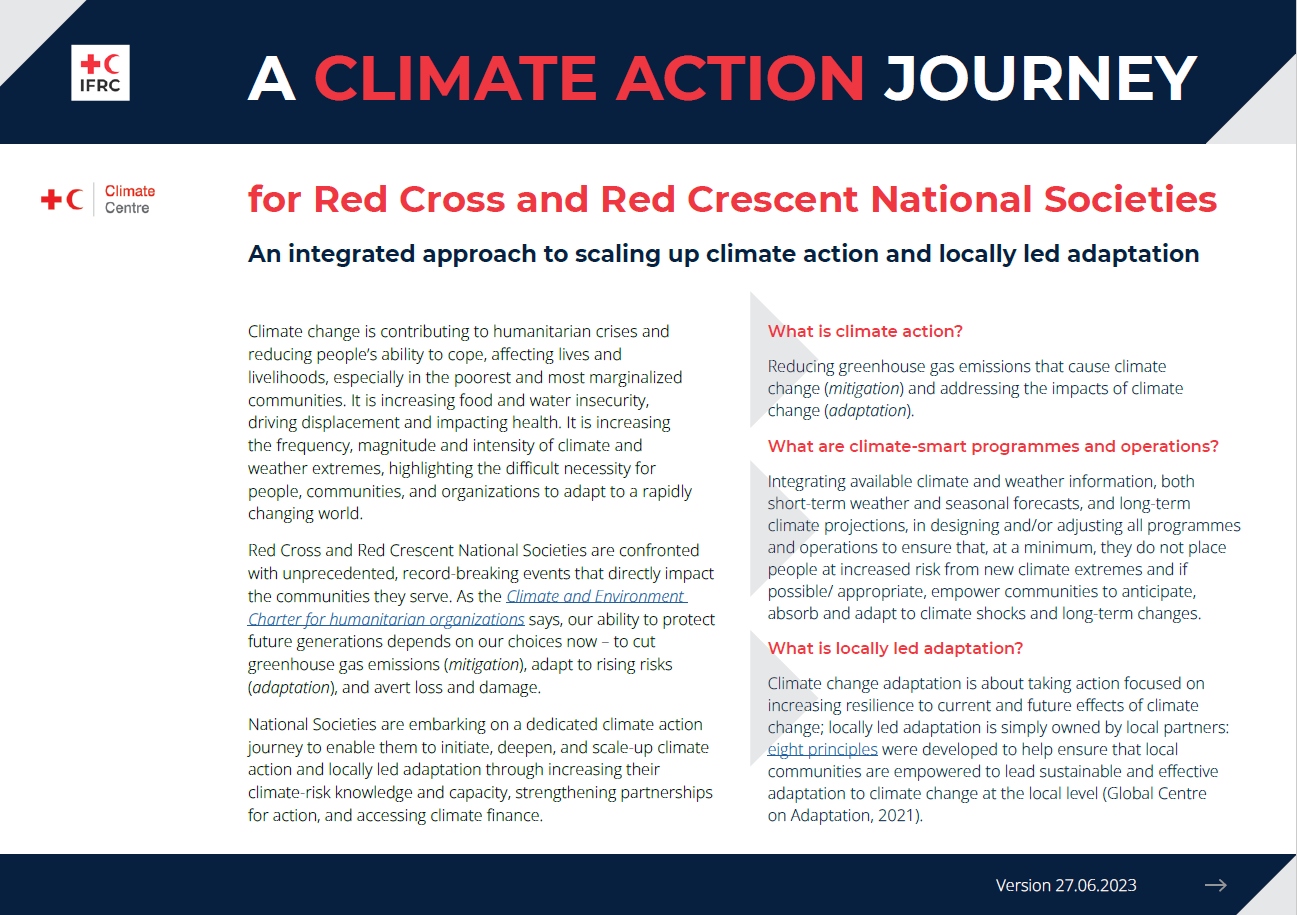 A climate action journey for Red Cross and Red Crescent National Societies