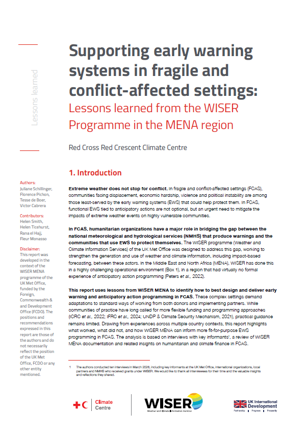 Supporting early warning systems in fragile and conflict-affected settings (lessons learned)