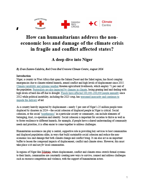 How can humanitarians address the non-economic loss and damage of the climate crisis in fragile and conflict affected states?